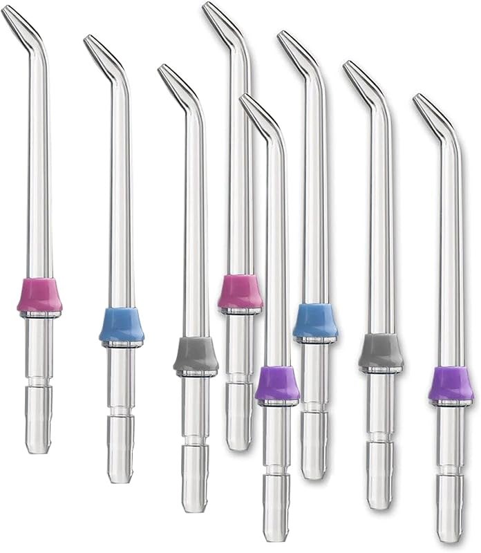 8 Pcs (4 Colors) Flosser Replacement Tips for Waterpik Water Flosser, High-Pressure Water Flosser Tip Replacement