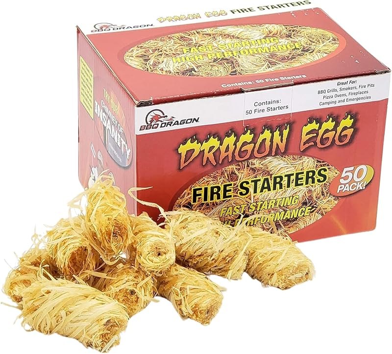 BBQ Dragon Egg Fire Starter-50 Pack Fire Starters for Fireplace-Ultra Fast, Long Lasting Charcoal Starter-Waterproof