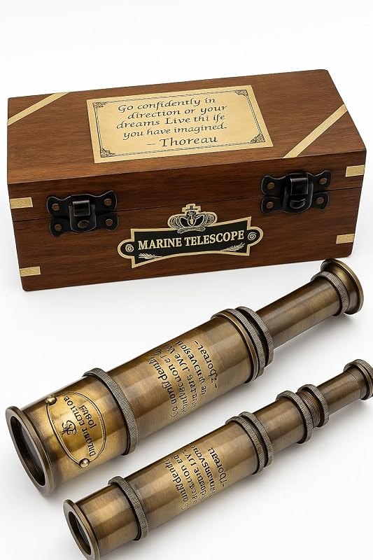 Brass Maritime Telescope with Wooden Box — SPHEREx Telescope Model Kit for spherex telescope model kit