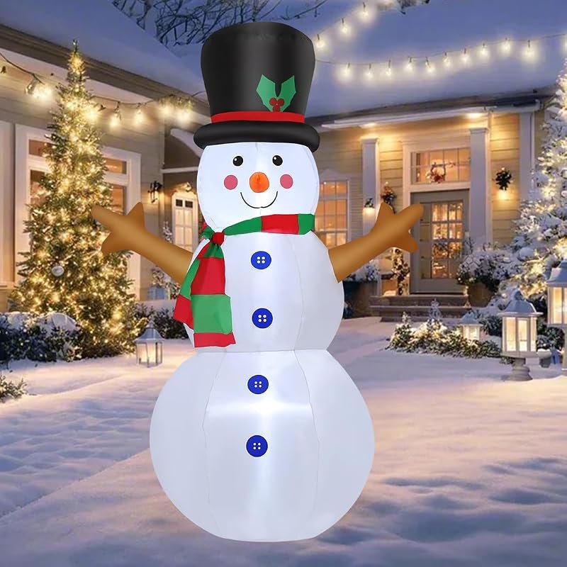 GOOSH 4 FT Christmas Inflatables Snowman Outdoor Decorations Blow Up Yard Decoration with LED Lights Built-in for Xmas