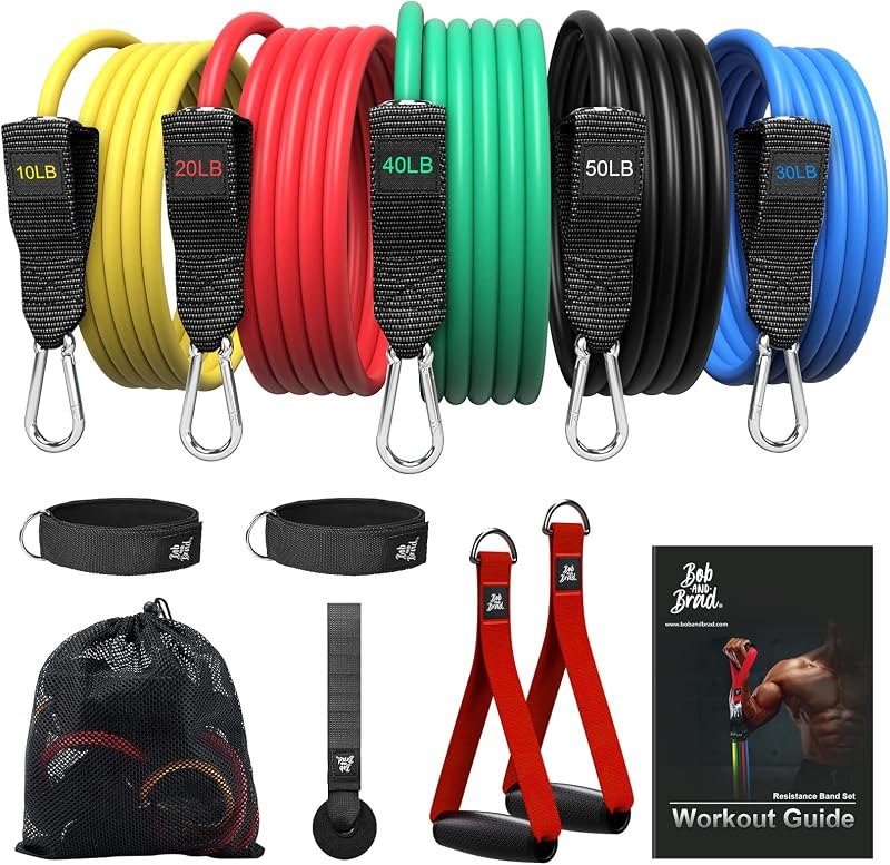 BOB AND BRAD Resistance Bands Set, Stackable Up to 125-150 lbs Workout Bands with Handles, Door Anchor & Ankle Straps