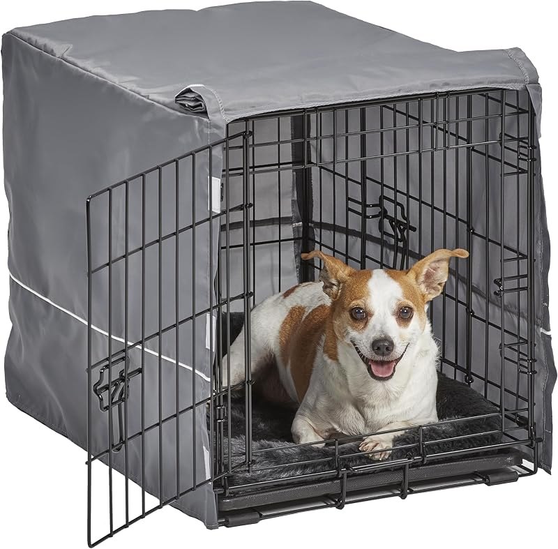 MidWest Homes for Pets Double Door 24-inch Dog Crate Kit, Bundle Includes a Two-Door Cage, Matching Gray Bed and Crate