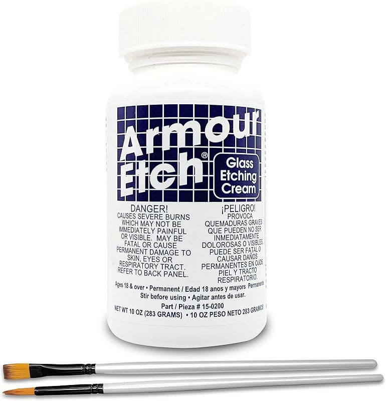 Armour Etch 10 oz Glass Etching Cream Bundle with Moshify Brushes