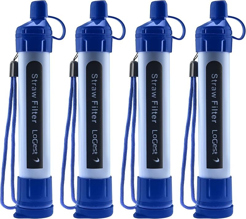 Logest 4 Pack Water Filter Straw - Portable, Compact, Multipurpose Water Purification Device for Emergency Kits
