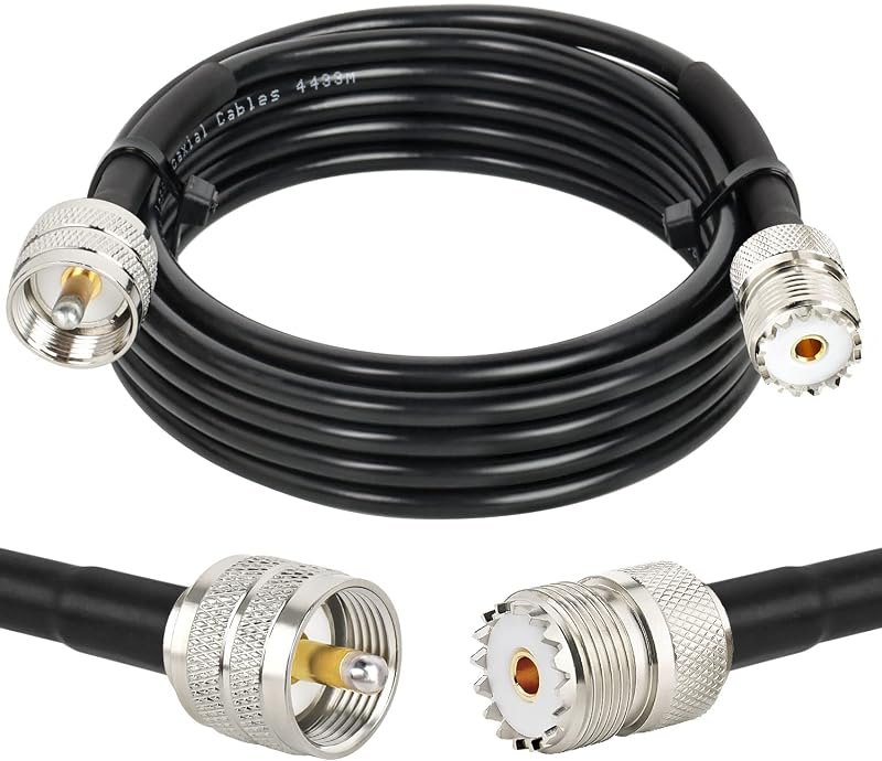PL-259 UHF CB Coax Cable - 10FT, RG58 PL-259 UHF Male to Female Low Loss Antenna Extension Jumper for HAM Radio