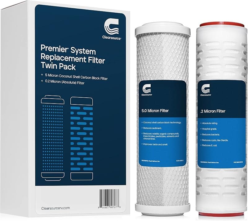 CLEARSOURCE REPLACEMENT FILTER TWIN PACK WITH 0.2 MICRON FILTRATION — rv water filter for water filter