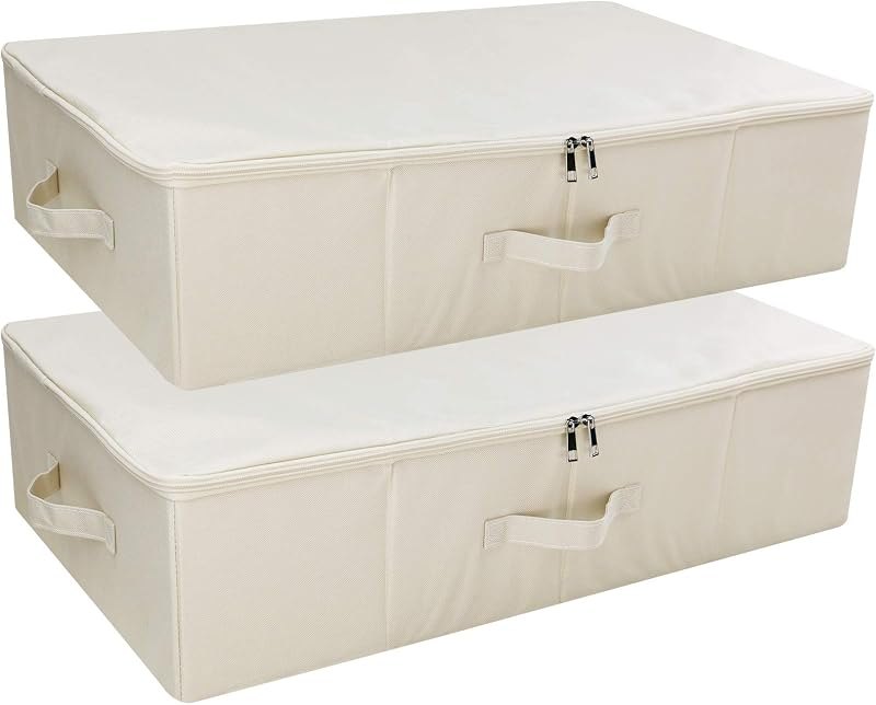 7 Inch Tall Clothes Shoes Bedding Under Bed Storage Organizer Bins with Lid — under bed storage bins for under bed