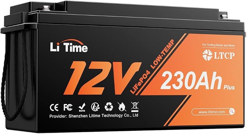 Litime 12V 230Ah Plus Lithium LiFePO4 RV Battery, 4000+ Deep Cycles Battery, 200A BMS, 2944Wh Energy, Perfect for