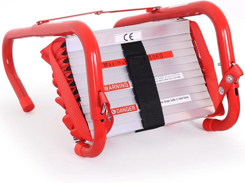 Portable Fire Ladder 2 Story Emergency Escape Ladder 15 Ft with Wide Steps V Center Support — window escape ladder for