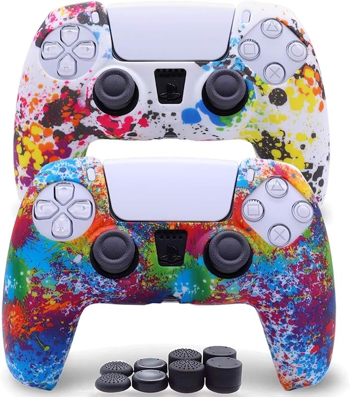 2 Pack Silicone Controller Skins Anti-Slip Cover Case Protector Sleeve for PlayStation 5 /PS5 Controller with 8 x