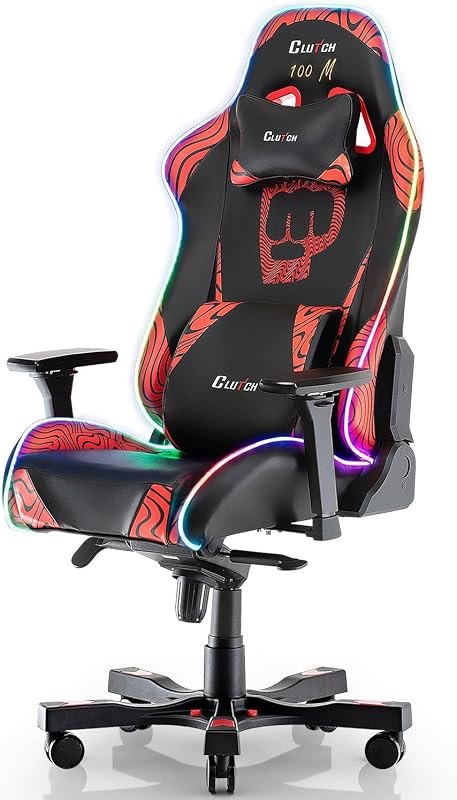 Clutch Chairz Pewdiepie Chair LED 100M- Ergonomic Gaming Chair, Video Game Chairs, Office Chair, High Chair and Lumbar