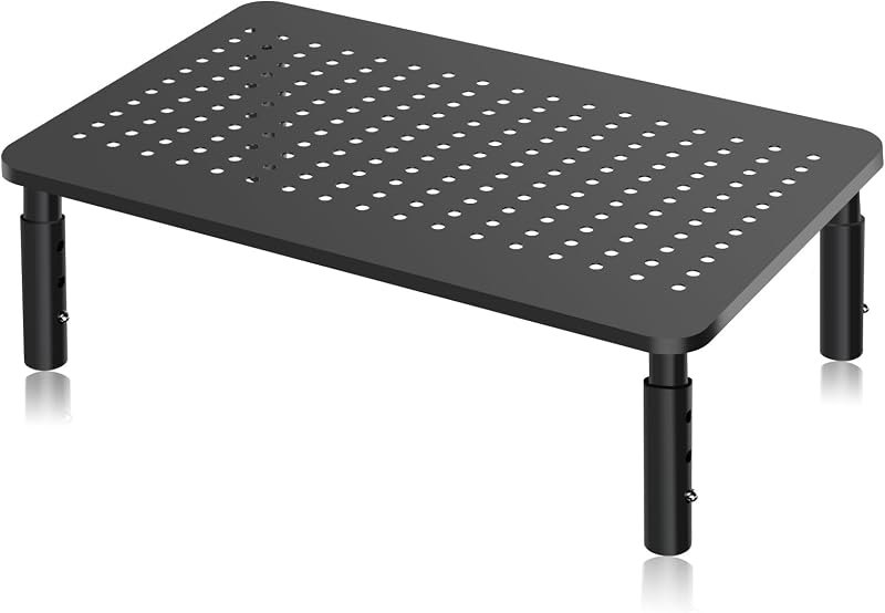 Bracwiser Monitor Stand Riser, Metal Computer Stand, 3 Height Adjustable Screen Riser with Mesh Platform for PS4