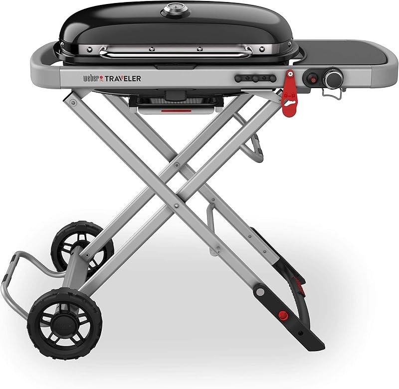 Weber Traveler Portable Liquid Propane Gas Grill for Camping and Travel, 1 Burner, Black — portable gas grill for