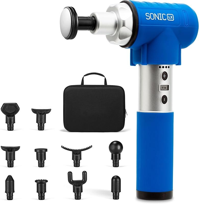 Lifepro Sonic LX Percussion Massage Gun Deep Tissue with Heat & 10 Heads