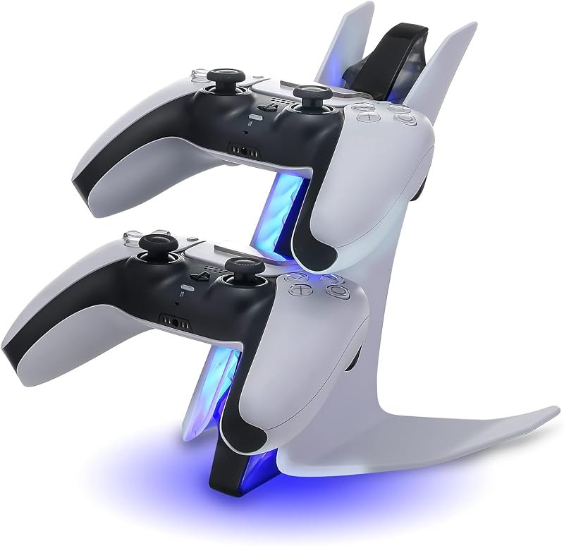 PS5 Controller Charger, Dual Charging Station with LED Light and Cable — PS5 controller battery for ps5 controller