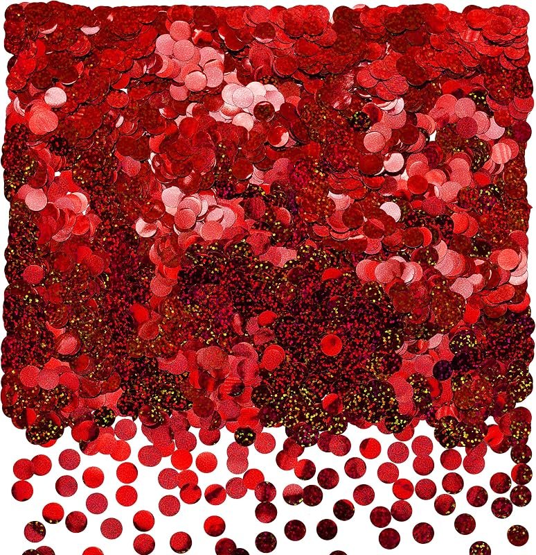Sparkle Red Foil Metallic Round Table Confetti Decor Circle Dots Mylar Table Scatter Confetti Wedding Bachelorette