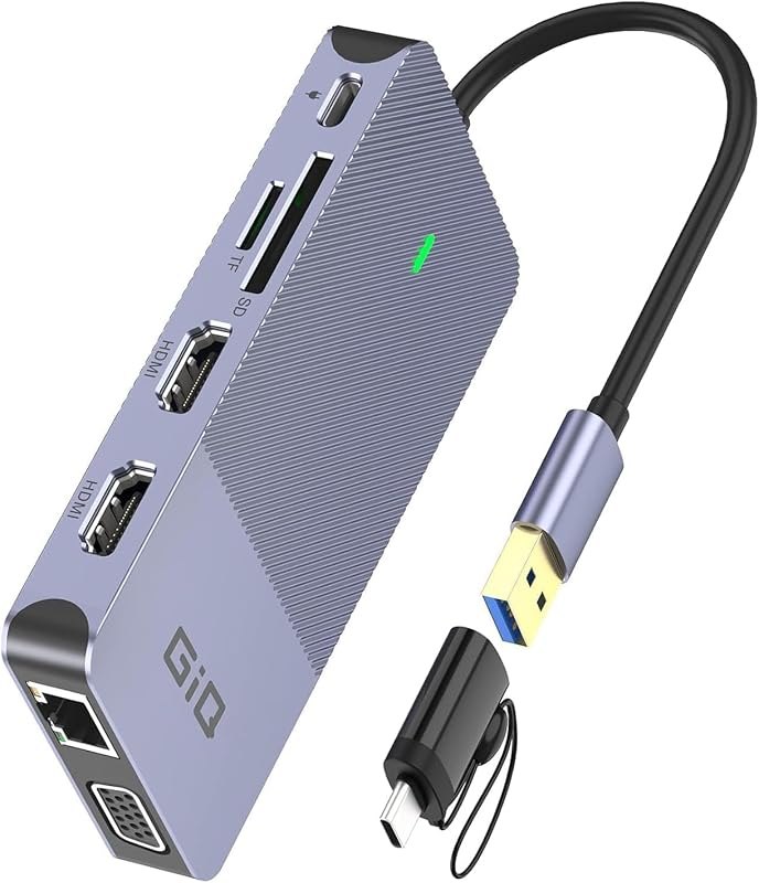 USB 3.0 Docking Station Dual Monitor,2*HDMI HUB Displaylink Dock for Laptop — travel USB-C dock for travel usb dock