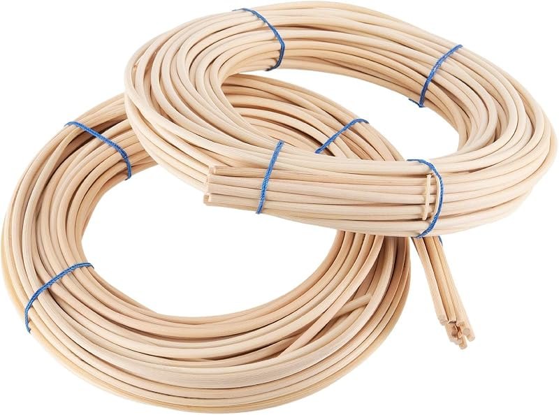 KOHAND 2 Pack 0.2 Inch 65 Feet Round Reed Spline,Chair Cane for DIY Craft Rattan Cane Webbing Basket Wicker Weaving —