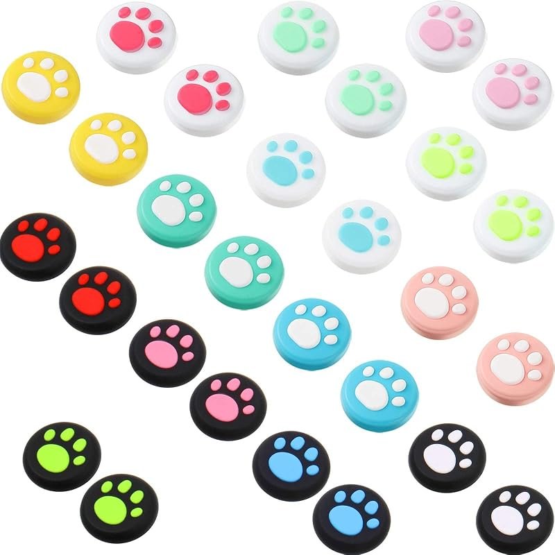 28 Pieces Cat Thumb Grips Caps Replacement Cat Claw Joystick Cap Silicone Cat Analog Stick Cover Compatible with PS5