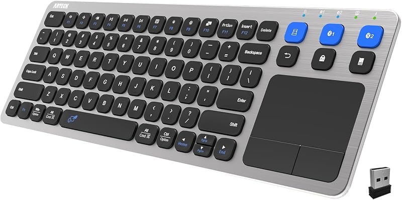 Arteck Universal 2.4G Wireless and Bluetooth Touch TV Keyboard Multi-Device with Easy Media Control and Build-in