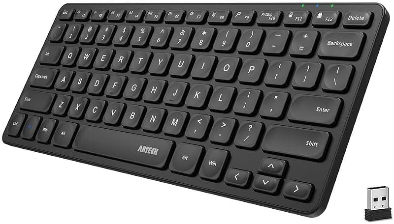 Arteck 2.4G Wireless Keyboard Ultra Slim and Compact Wireless Keyboard with Media Hotkeys for
