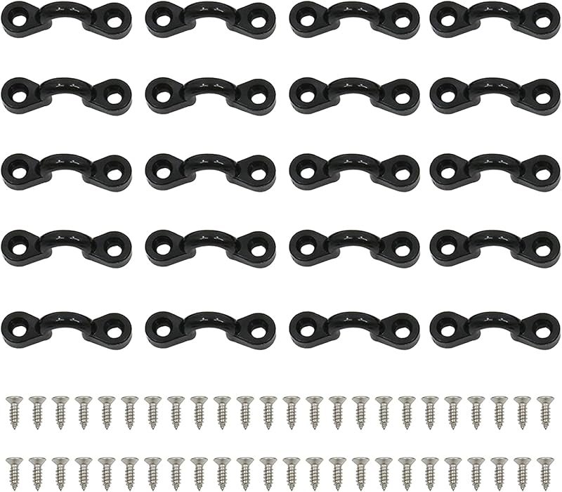 Amarine Made 20 Pack Kayak Nylon Bungee Tie Down Eyelets with Stainless Steel Screws Kayak Pad Eyes Deck Loops