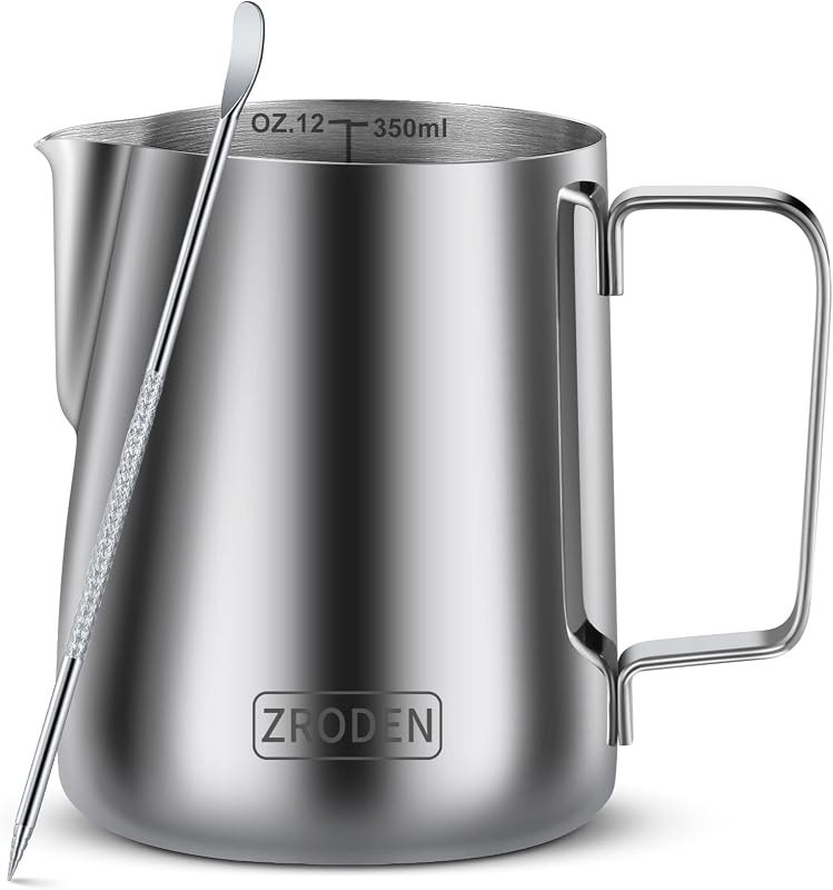 Milk Frothing Pitcher, 12oz 20oz 32oz Espresso Steaming Pitchers Stainless Steel Cappuccino Coffee Machine Accessories