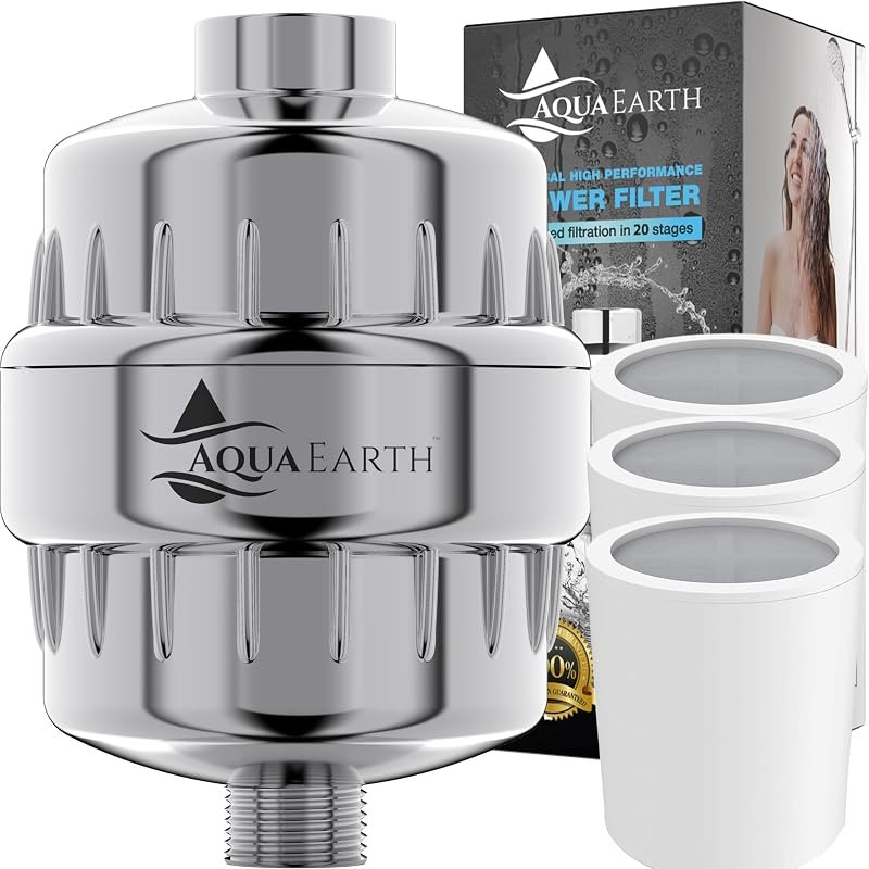 15 Stage Shower Filter 3 cartridges Included with Vitamin C Shower Filters for Hard Water Unique Coconut Shell