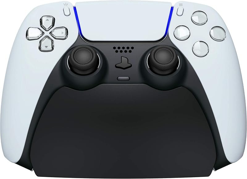 PlayVital Solid Black Controller Display Stand for ps5, Gamepad Accessories Desk Holder for ps5 Controller with Rubber