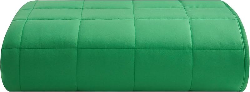 Well Being Quilted Microfiber 15 Pound Soft Weighted Blanket,Green, 48"x72" — 15 pound weighted blanket for pound