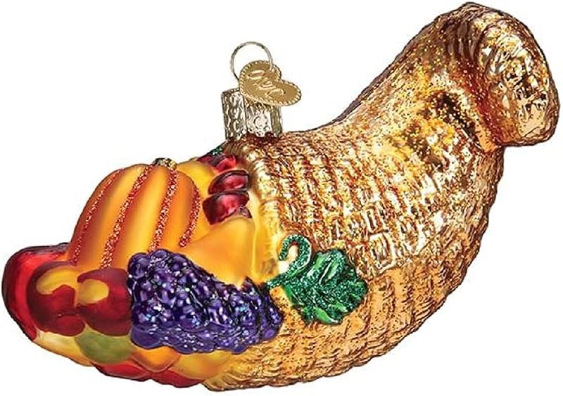 Old World Christmas Cornucopia Glass Blown Ornament for Christmas Tree, Handcrafted Holiday Decoration, Thanksgiving