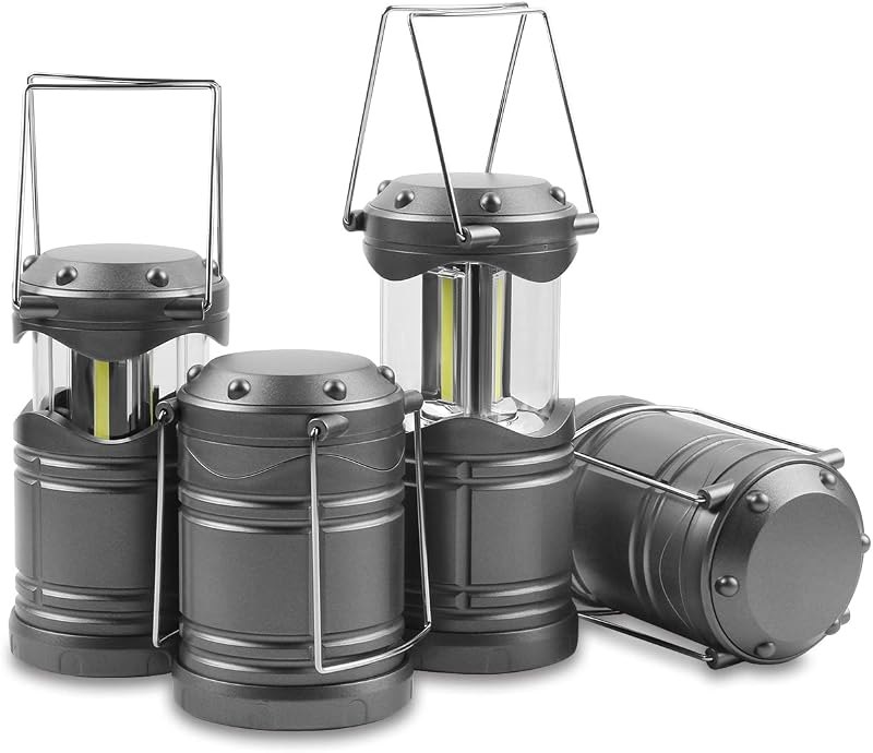 Lichamp LED Camping Lantern, 4 Pack Battery Powered Flashlight for Power Outages, Portable Collapsible Hanging Light
