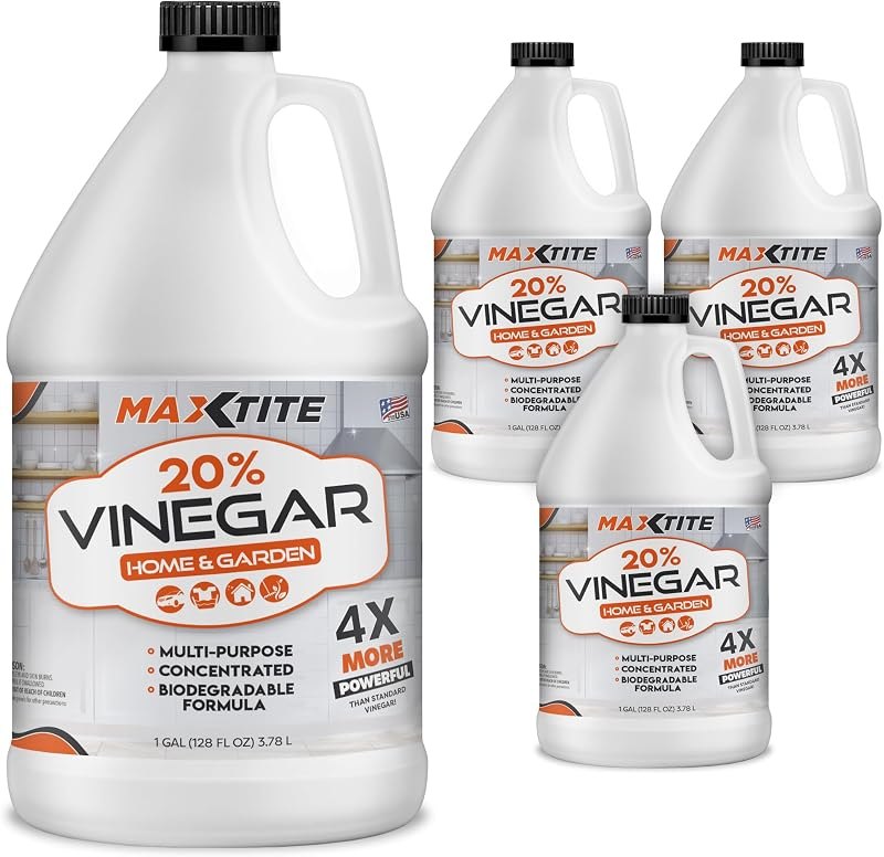 MAXTITE High-Strength 20% Vinegar for Home & Garden Cleaning (4 Pack of 1 Gallon Bottles) — white vinegar spray bottle
