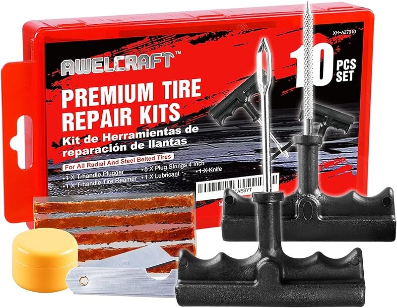 AWELCRAFT 10-Piece Economical Tire Repair Kit — motorcycle tire plug kit for motorcycle tire plug kit