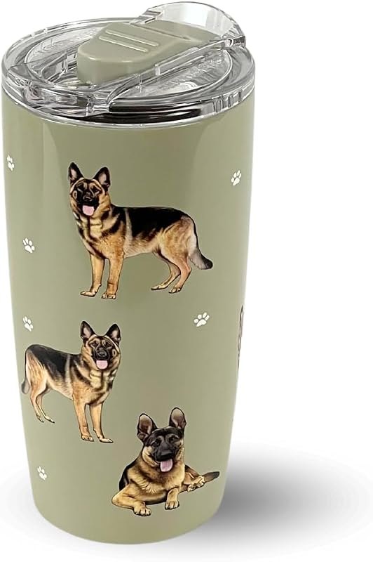 SERENGETI German Shepherd 20 Oz. Stainless Steel, Vacuum Insulated Tumbler with Spill Proof Lid - 3D Print - Insulated