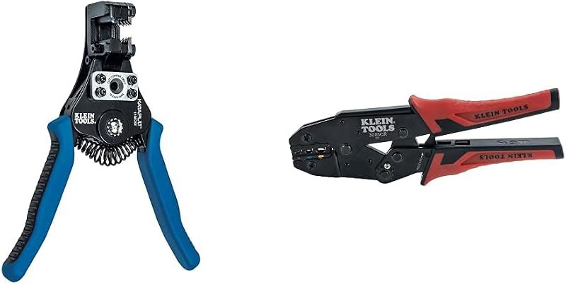 Klein Tools 3005CR Wire Crimper Tool & 11063W Wire Cutter/Wire Stripper, Heavy Duty Wire Stripper Tool for 8-20 AWG