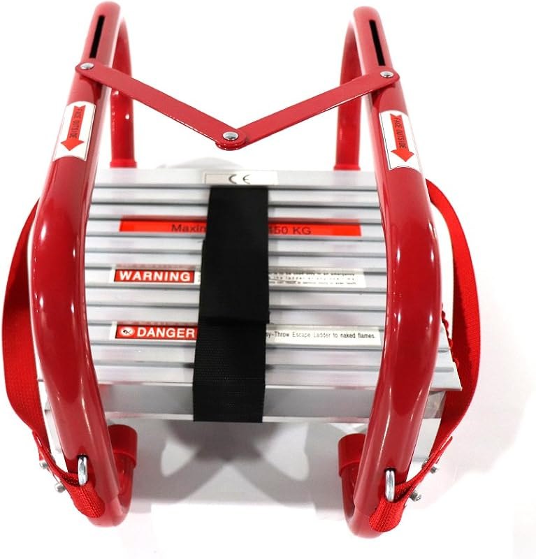 Fire Escape Ladder, 2 Story Emergency Portable Safety Ladder for Adults & Kids with Anti-Slip Rungs and Wide Steps V