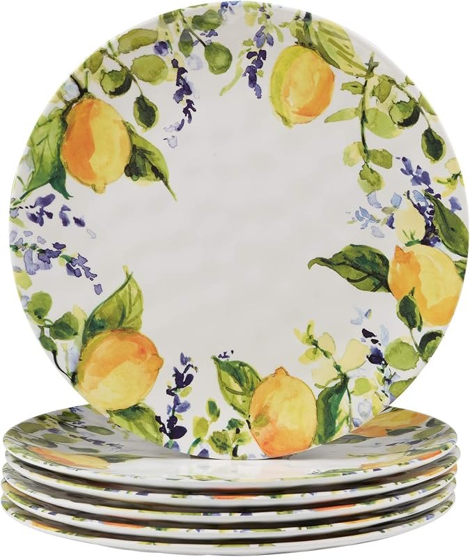 Certified International Lemon Zest Melamine Dinner Plates Set of 6 — rv patio table for patio table