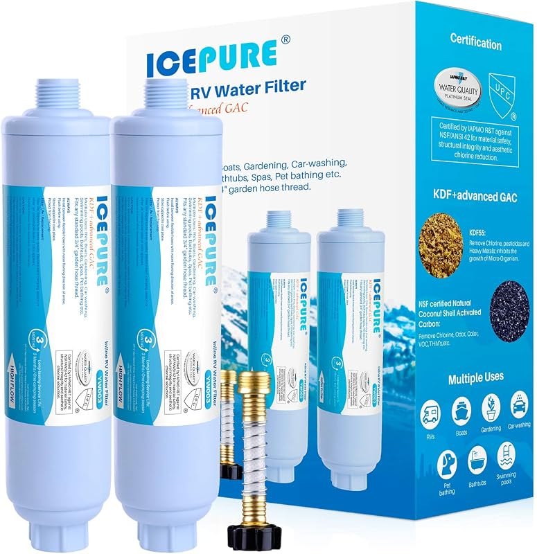 ICEPURE RV Water Filter system for Garden, RV, Pool, Camper, Marine, Boat Hose for Drinking, Car Washing, Gardening