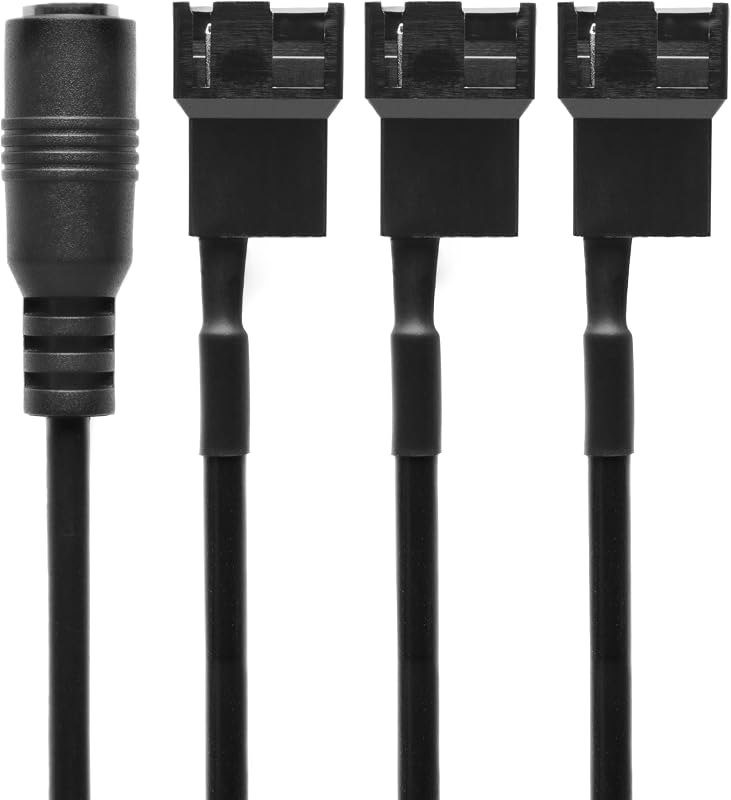 CRJ DC Plug to 3 PC Fan Power Adapter Cable - 15-inch (38cm) - Power Three 3-Pin & 4-Pin Computer Cooling Fans with a