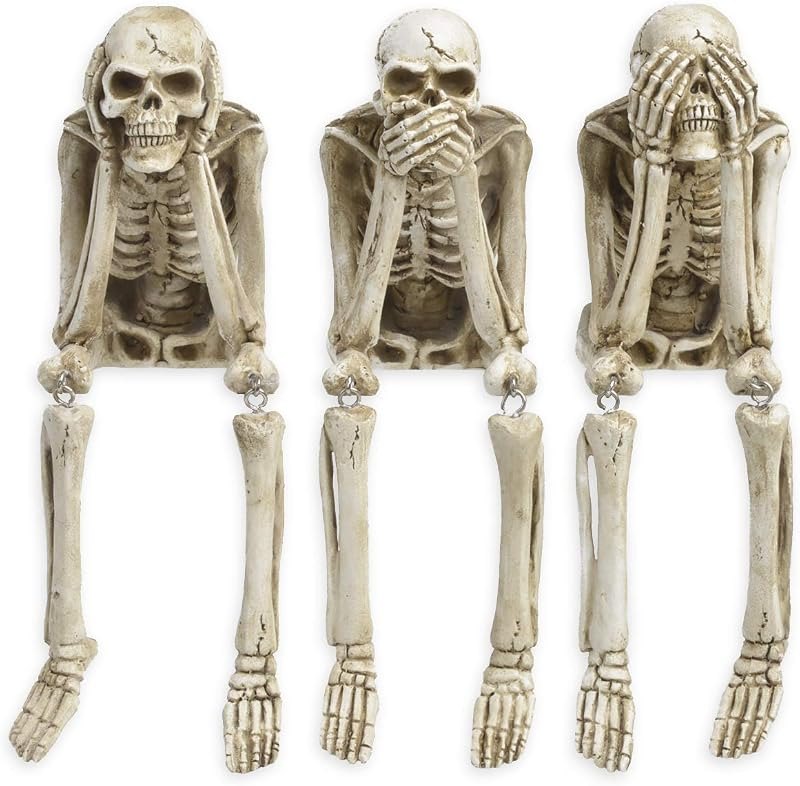 Newman House Studio Skeleton Halloween Decorations Indoor - No Evil Statues — halloween witch statue for halloween