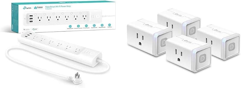 Kasa Smart Plug Power Strip HS300 and Smart Plug HS103P4 Bundle — Smart Power Strip for smart power strip