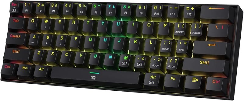 Redragon K630 Dragonborn 60% Wired RGB Gaming Keyboard, 61 Keys Compact Mechanical Keyboard with Linear Red Switch