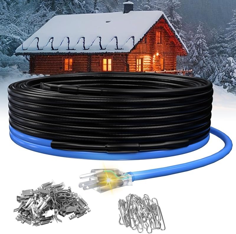 100FT Roof & Gutter De-Icing Cable, 5W/ft Heat Tape — greenhouse heat cable for greenhouse heat cable