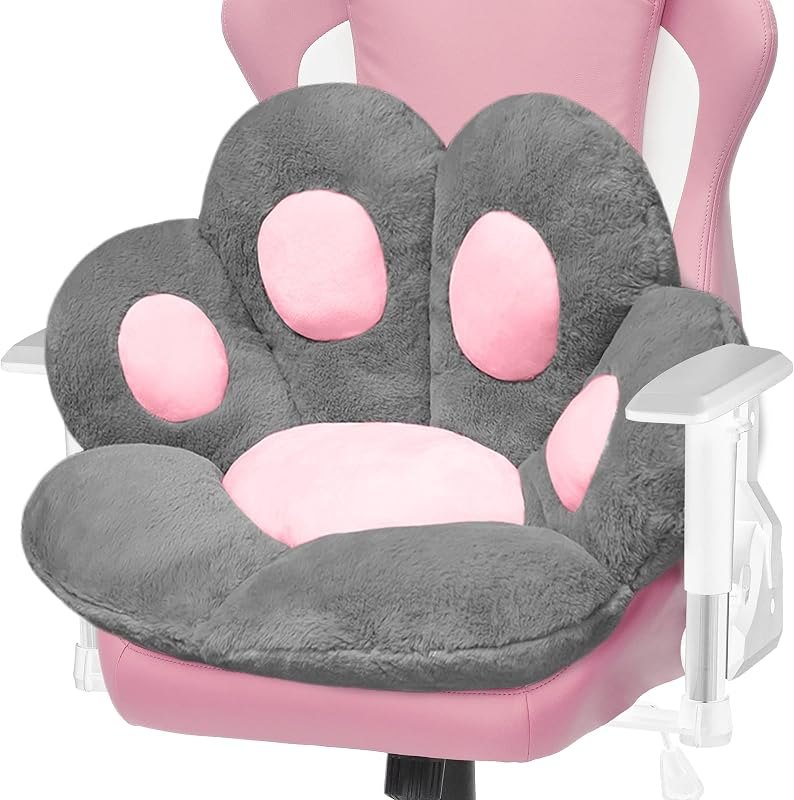 ELFJOY Cat Paw Cushion for Computer and Gaming Chairs 27.6"x31.5" Grey — gaming chair cushion for gaming chair cushion