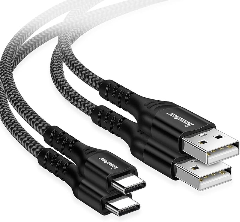 iSeekerKit USB Type C Cable 3A Fast Charging [2-Pack 15ft+15ft], USB-A to USB-C Charge Braided Cord Compatible with