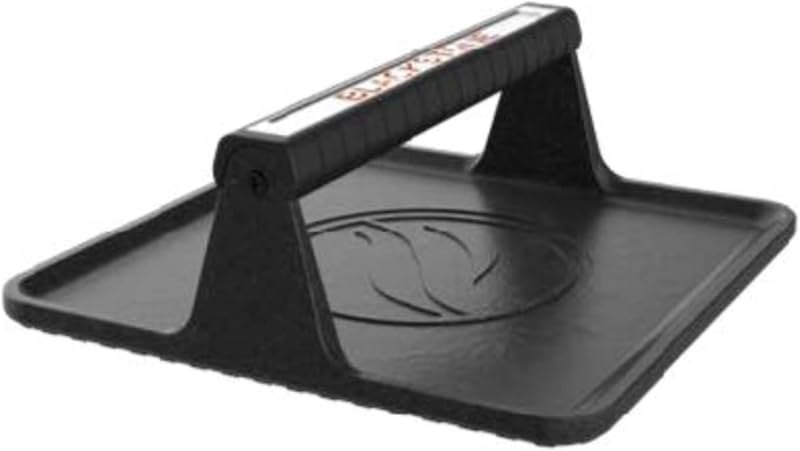 BLACKSTONE XL Griddle Press, 5436, Cast Iron Smooth Grill Meat Press for Crispy Bacon, Evenly Cooked Steak & Healthier
