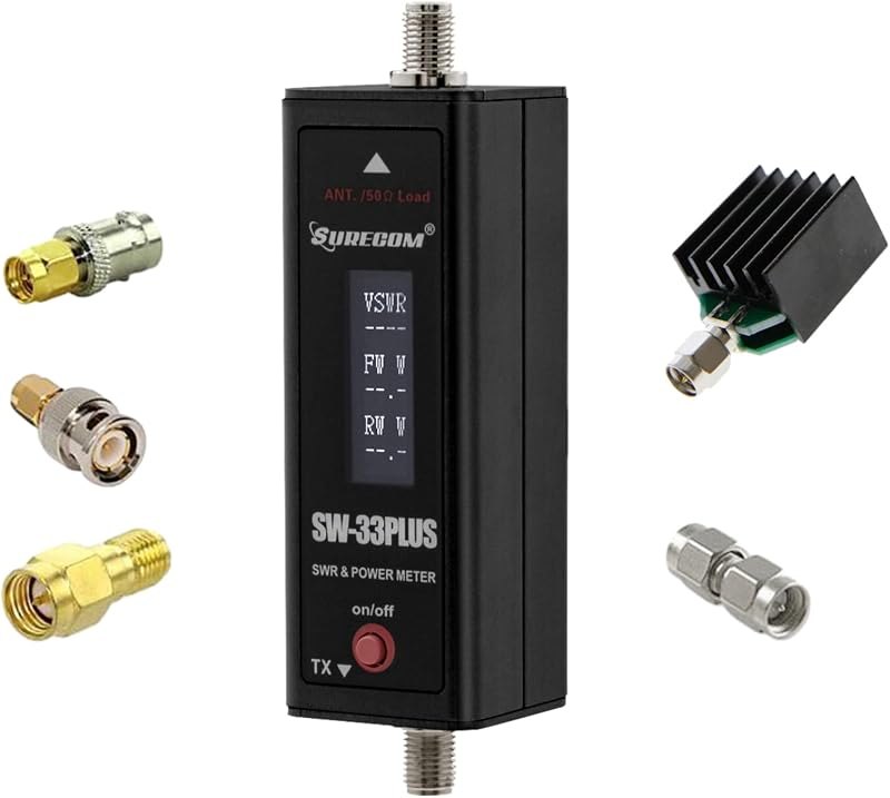Mcbazel Surecom SW-33 Plus 100W 125-525 MHz Mini Digital VHF UHF Two-Way Radio Handheld Power & SWR Meter Black — ham