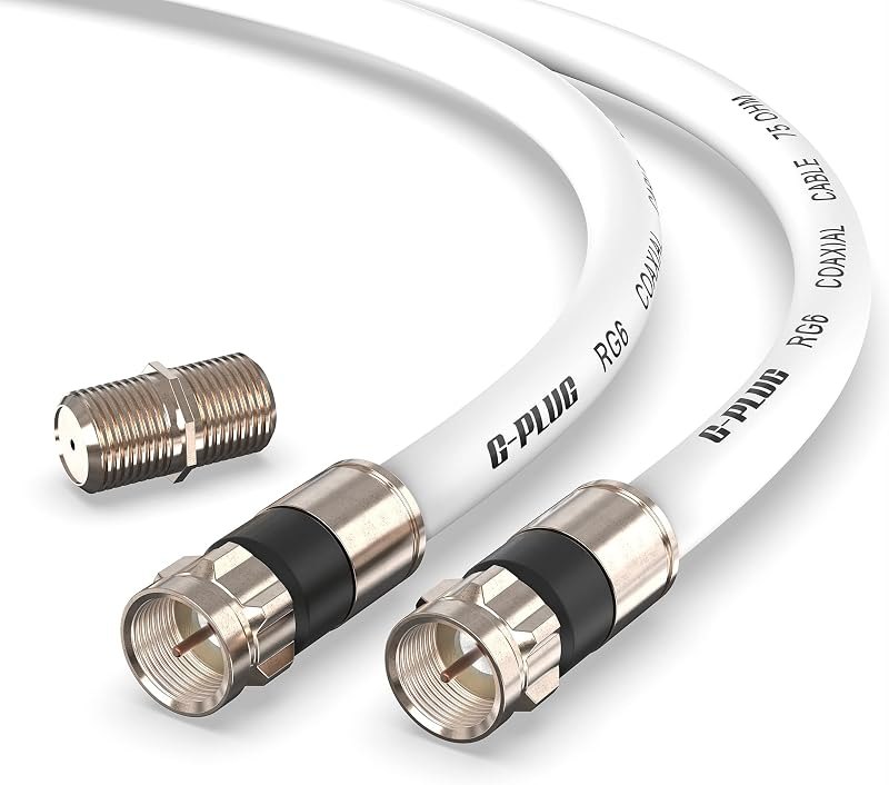 G-PLUG 10FT RG6 Coaxial Cable Extender - Coax Cable Cord, Triple Shielded — cable tv coaxial cable for cable coaxial