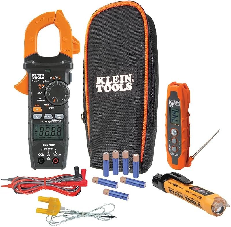 Klein Tools CL320KIT HVAC Kit for HVAC Testing; Digital Clamp Meter, Non-Contact Voltage Tester, and Infrared/Probe